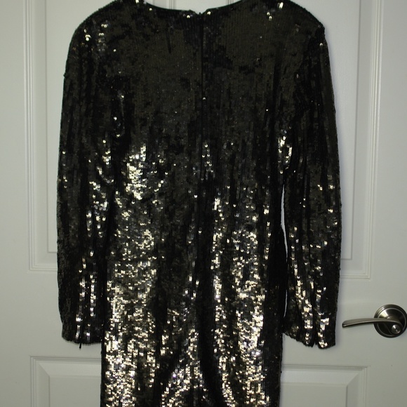 NWT X by NBD Gunmetal Bryson Embellished Mini Dress Beads Sequins Long Sleeves L - Picture 10 of 10